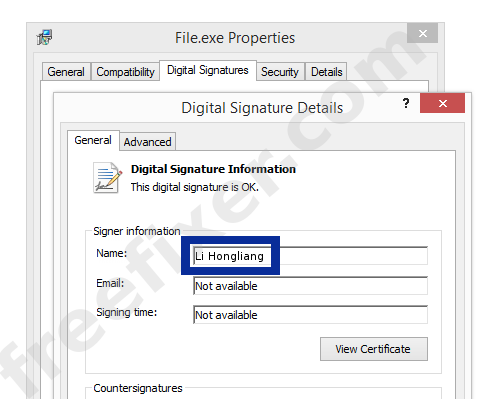 Screenshot of the Li Hongliang certificate